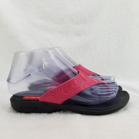 ✅Okabashi Thong Sandals Pink/Black Flip Flops Women’s  Small/5-6 Summer Shoes - Picture 6 of 10